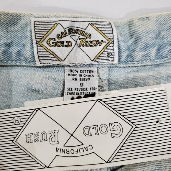Vintage California Gold Rush Denim Skirt Womens Small Light Wash 80s Glam Rock - Picture 7 of 7